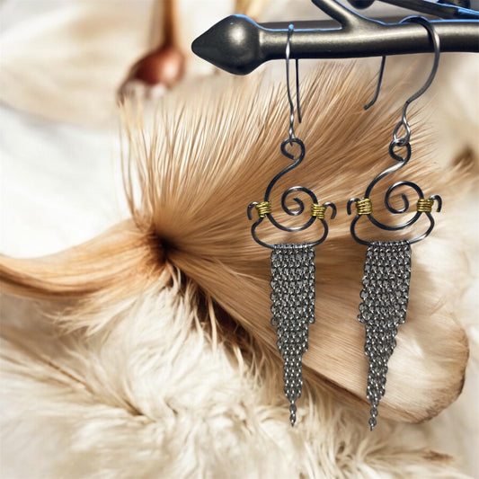 Boucles d’oreilles pendantes en acier inoxydable et laiton